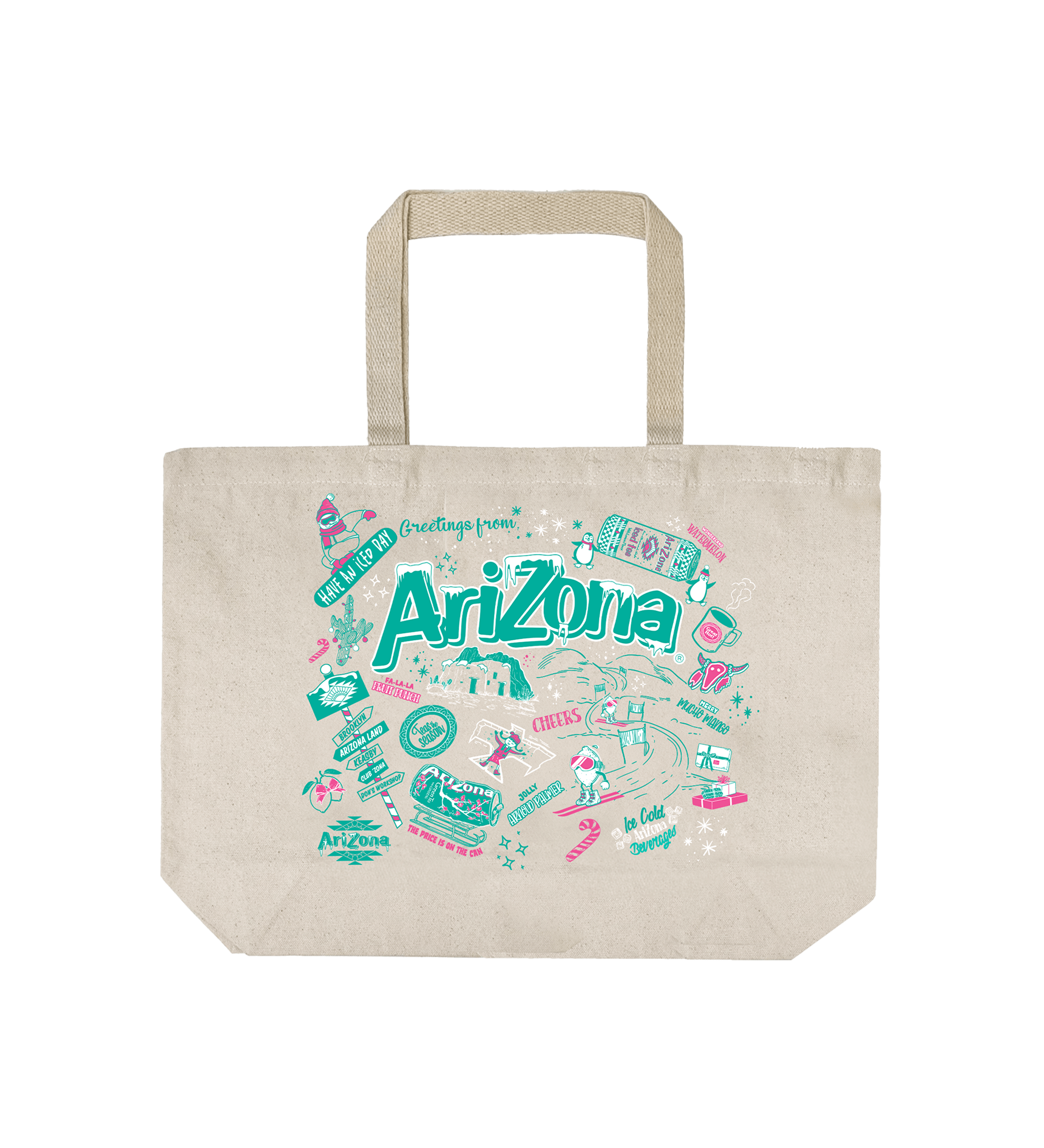 Beige Holiday Canvas Tote Bag