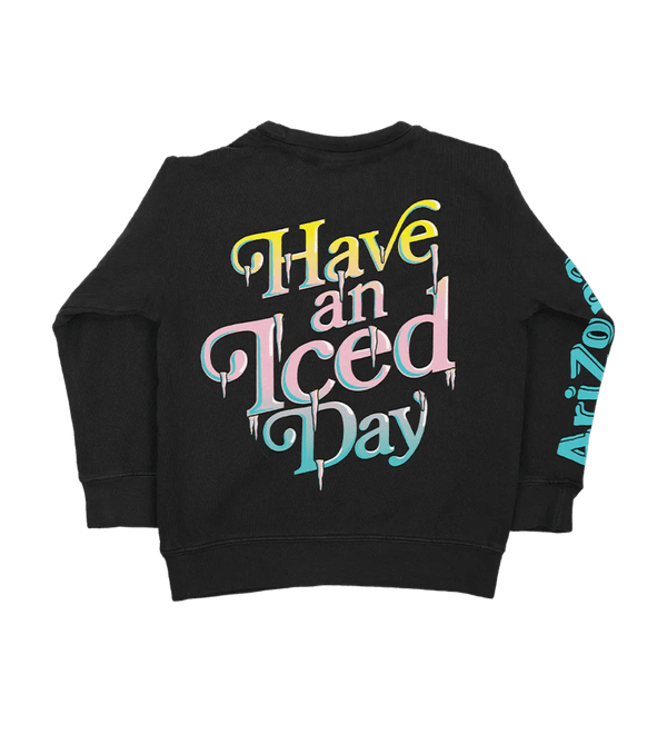 Have An Iced Day Youth Black Crewneck Back