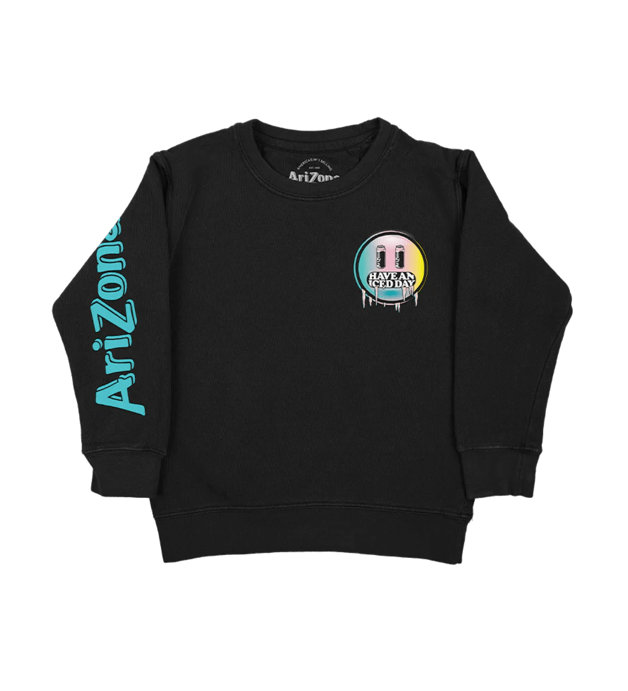 Have An Iced Day Youth Black Crewneck Front