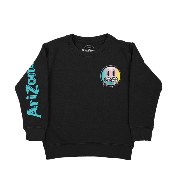 Have An Iced Day Youth Black Crewneck Front
