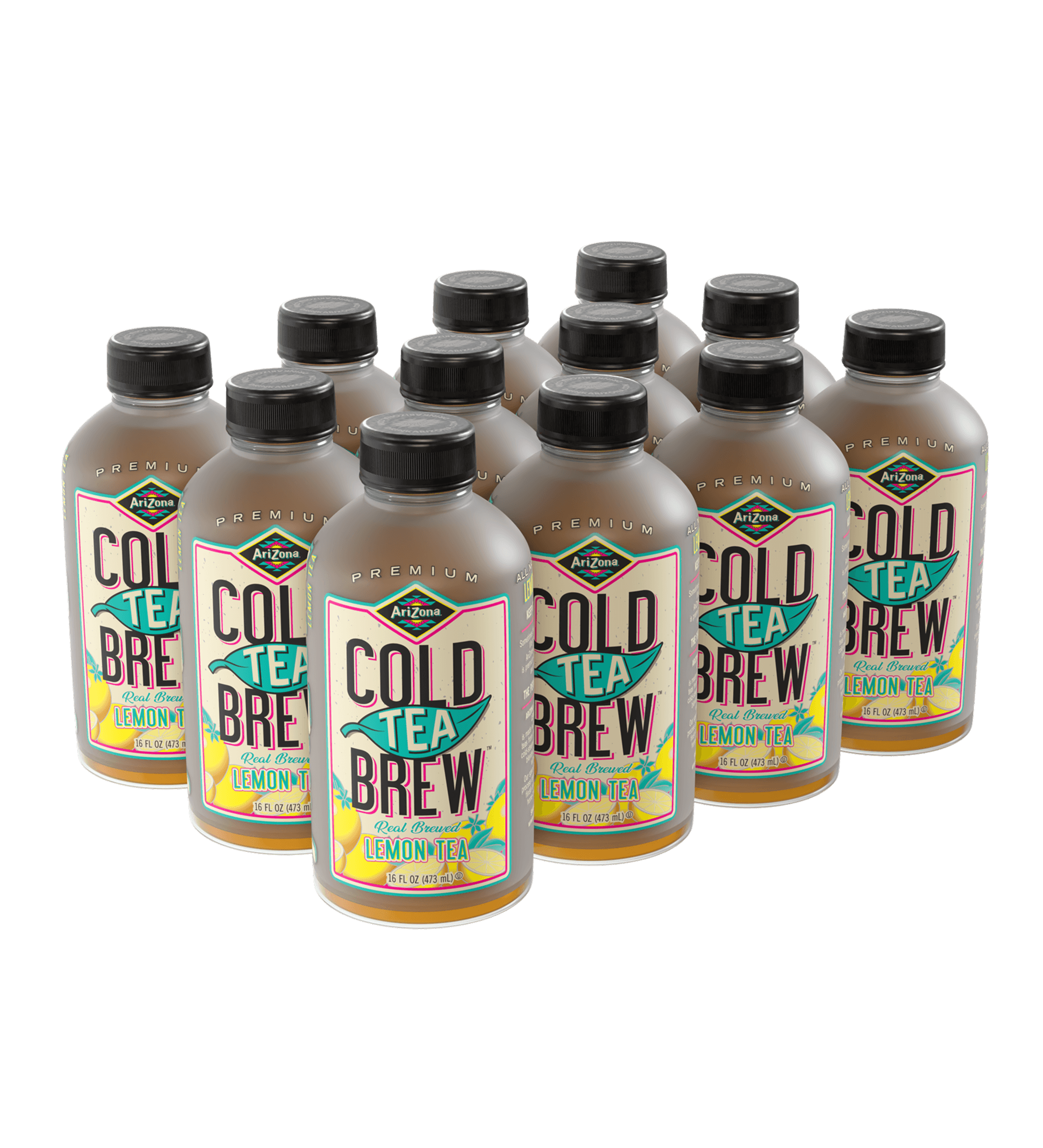 Multiple bottles of AZ lemon Cold Tea Brew with visible labels
