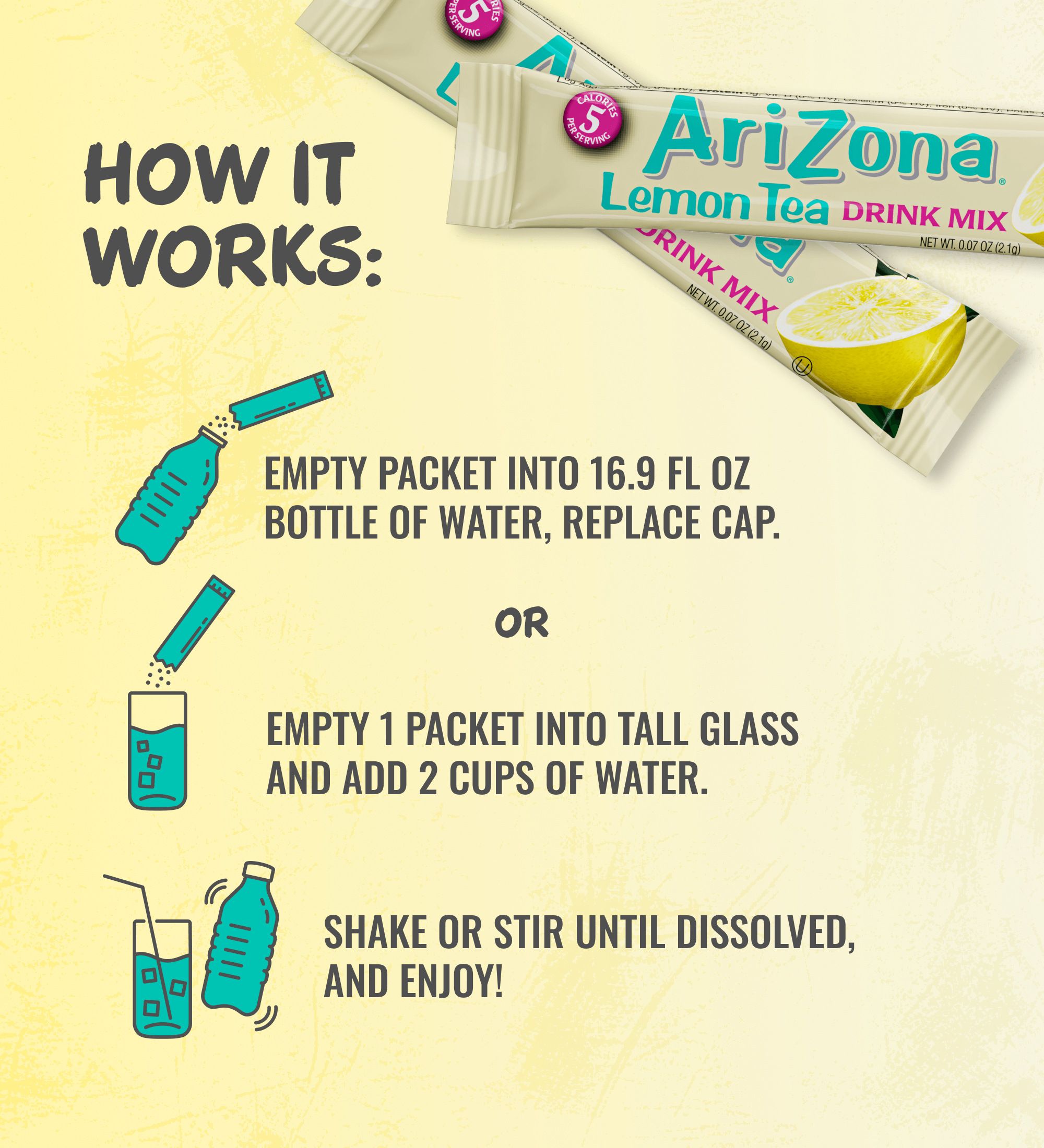 Lemon Tea .07 oz Drink Mix Infographic