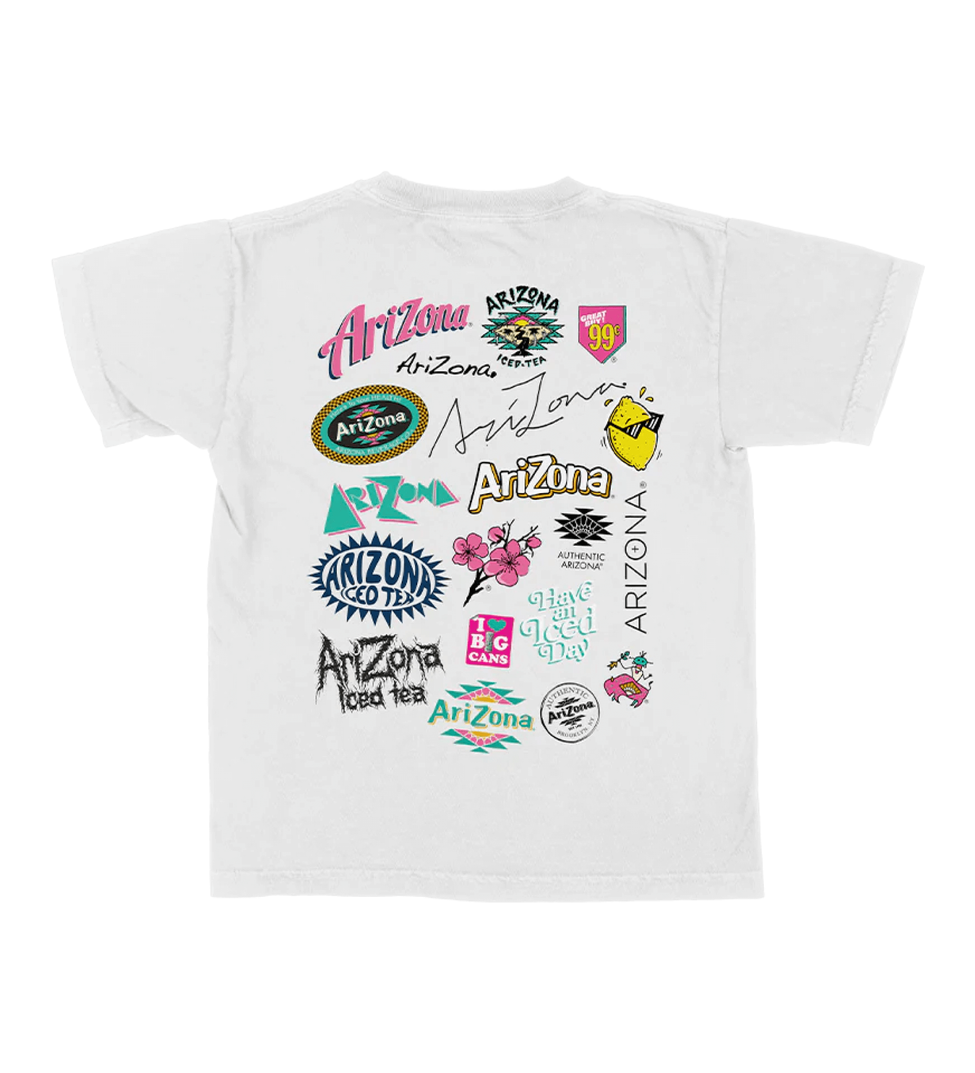 Logo Collage Youth White T-Shirt Back