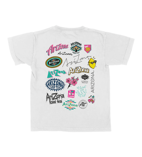 Logo Collage Youth White T-Shirt Back