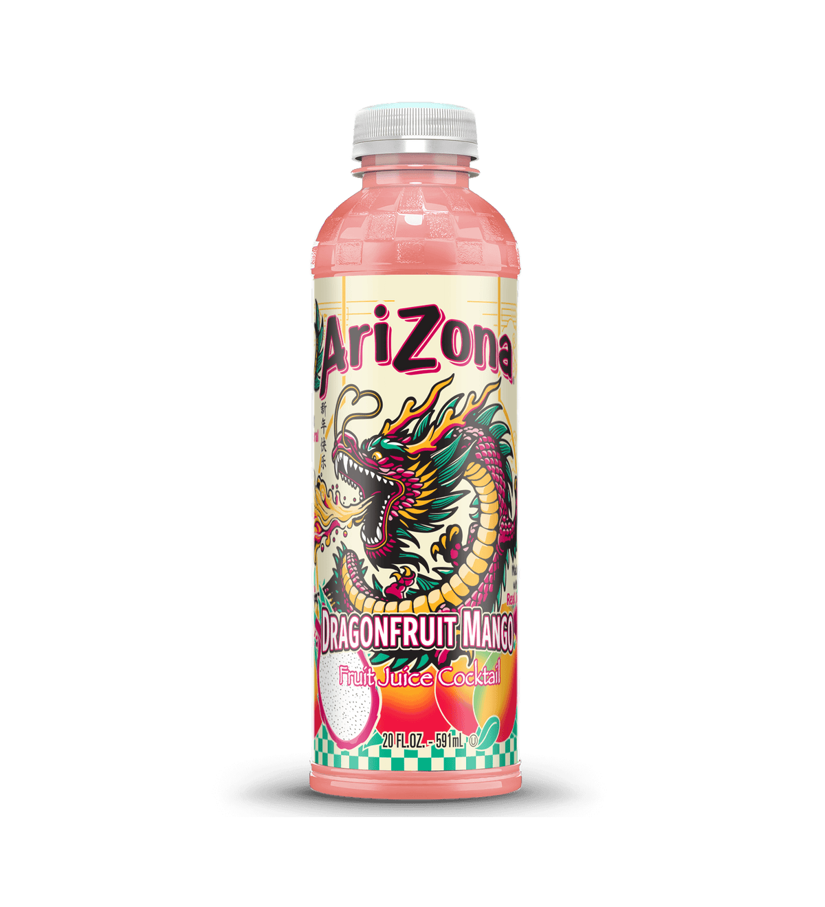 Bottle of Arizona Dragonfruit Mango fruit juice cocktail