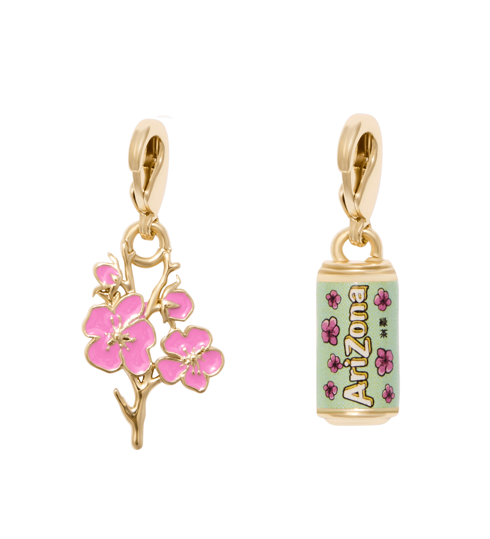 Goldtone & Resin Cherry Blossom Green Tea Charm Set – DrinkAriZona Goldtone & Resin Cherry Blossom Green Tea Charm Set – DrinkAriZona