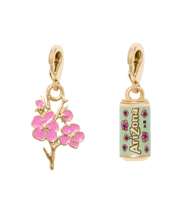 Goldtone & Resin Cherry Blossom Green Tea Charm Set