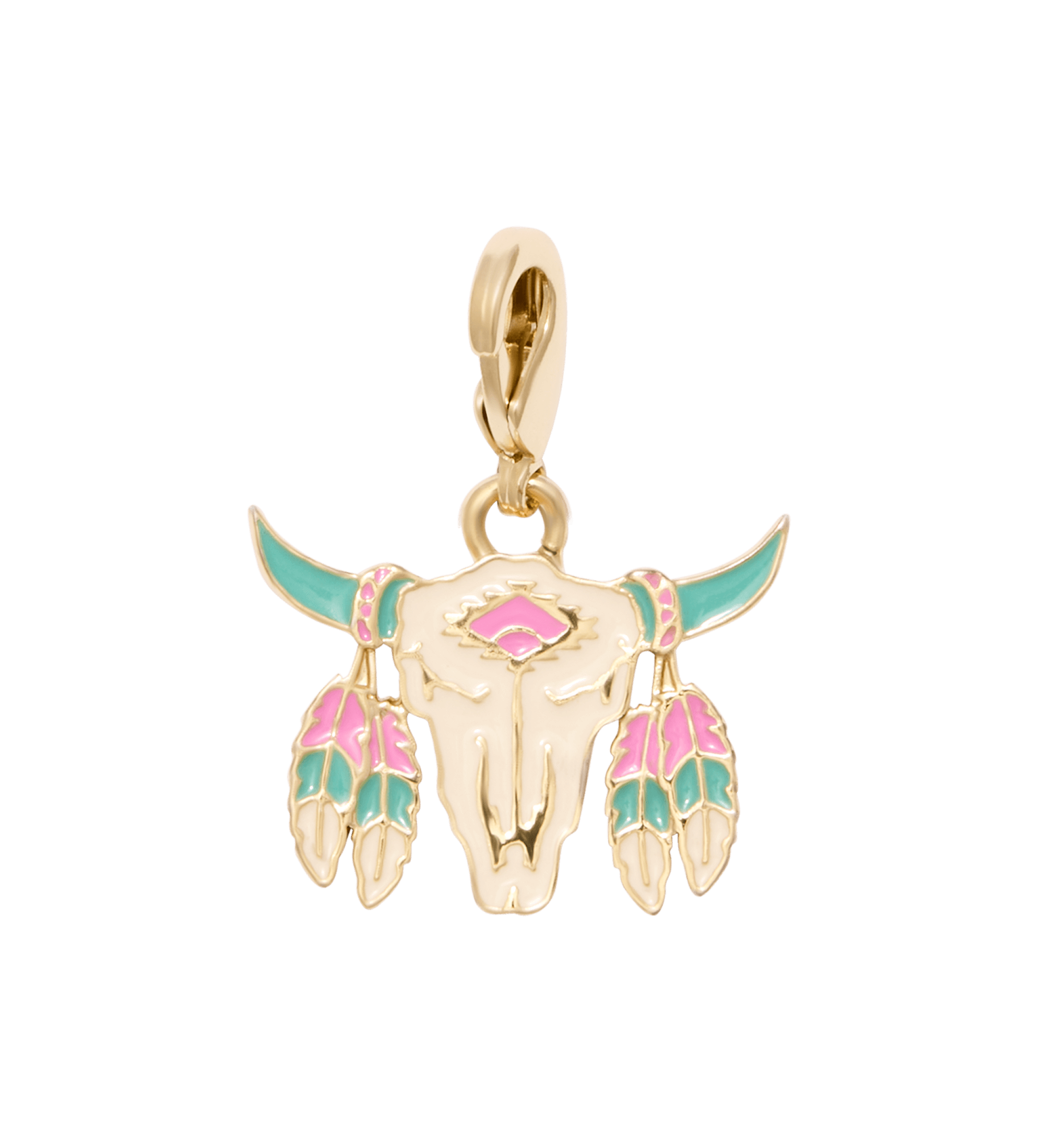 Goldtone & Resin Cow Skull Lemon Tea Charm Set