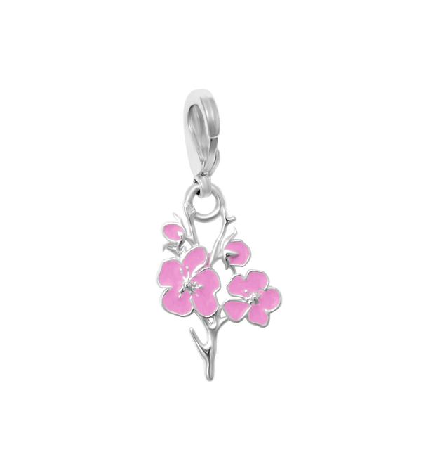 Silvertone & Resin Cherry Blossom Green Tea Charm Set