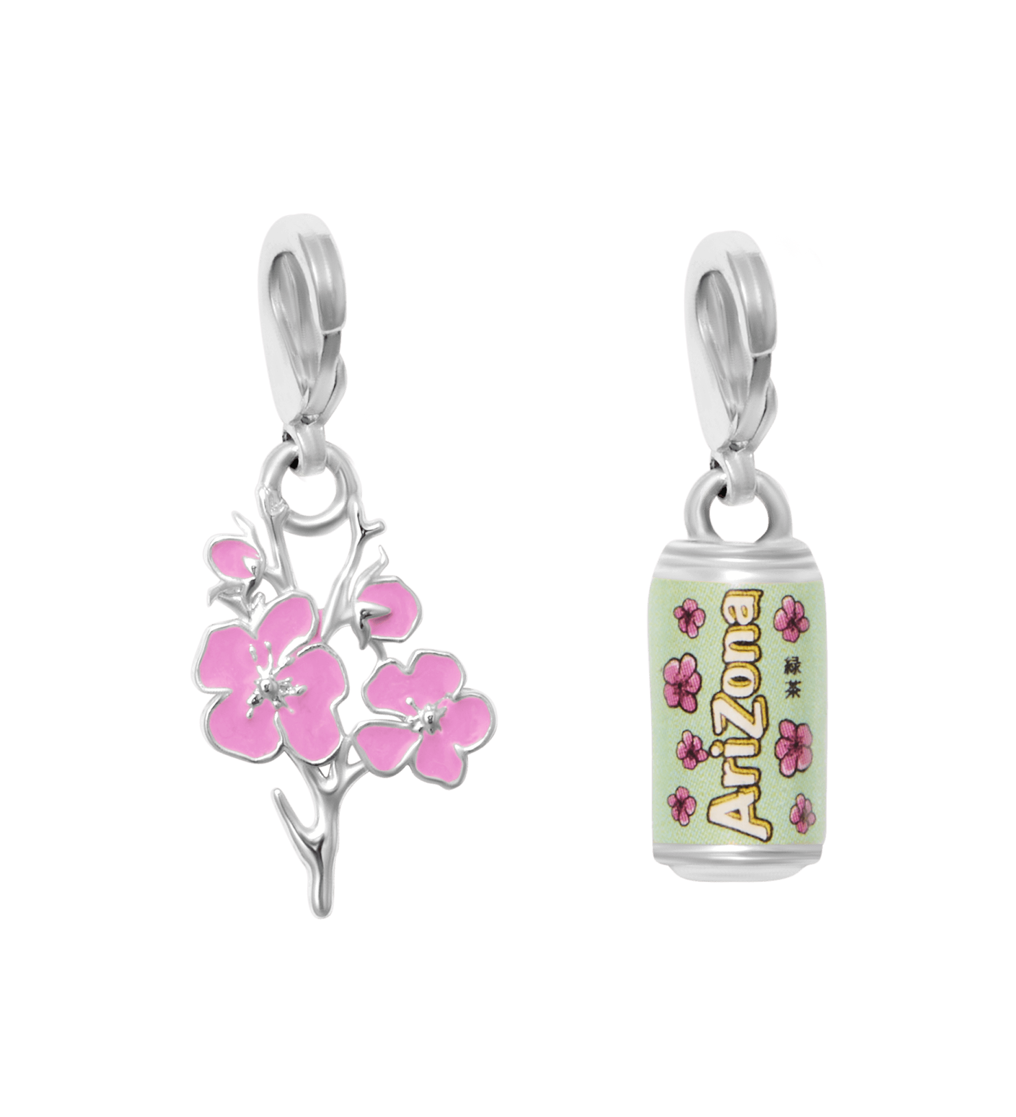 Silvertone & Resin Cherry Blossom Green Tea Charm Set – DrinkAriZona