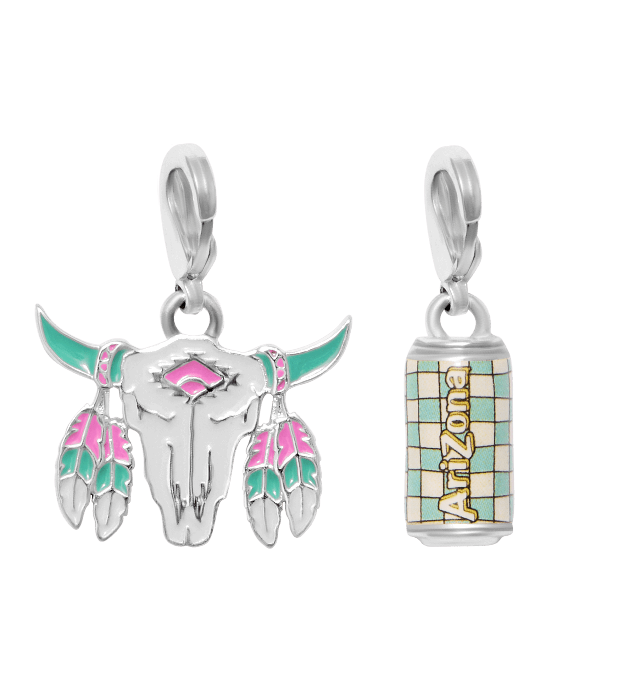 Silvertone & Resin Cow Skull Lemon Tea Charm Set – DrinkAriZona