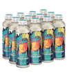 Multiple bottles of Virgin Pina Colada with colorful labels featuring a face design on a black background.