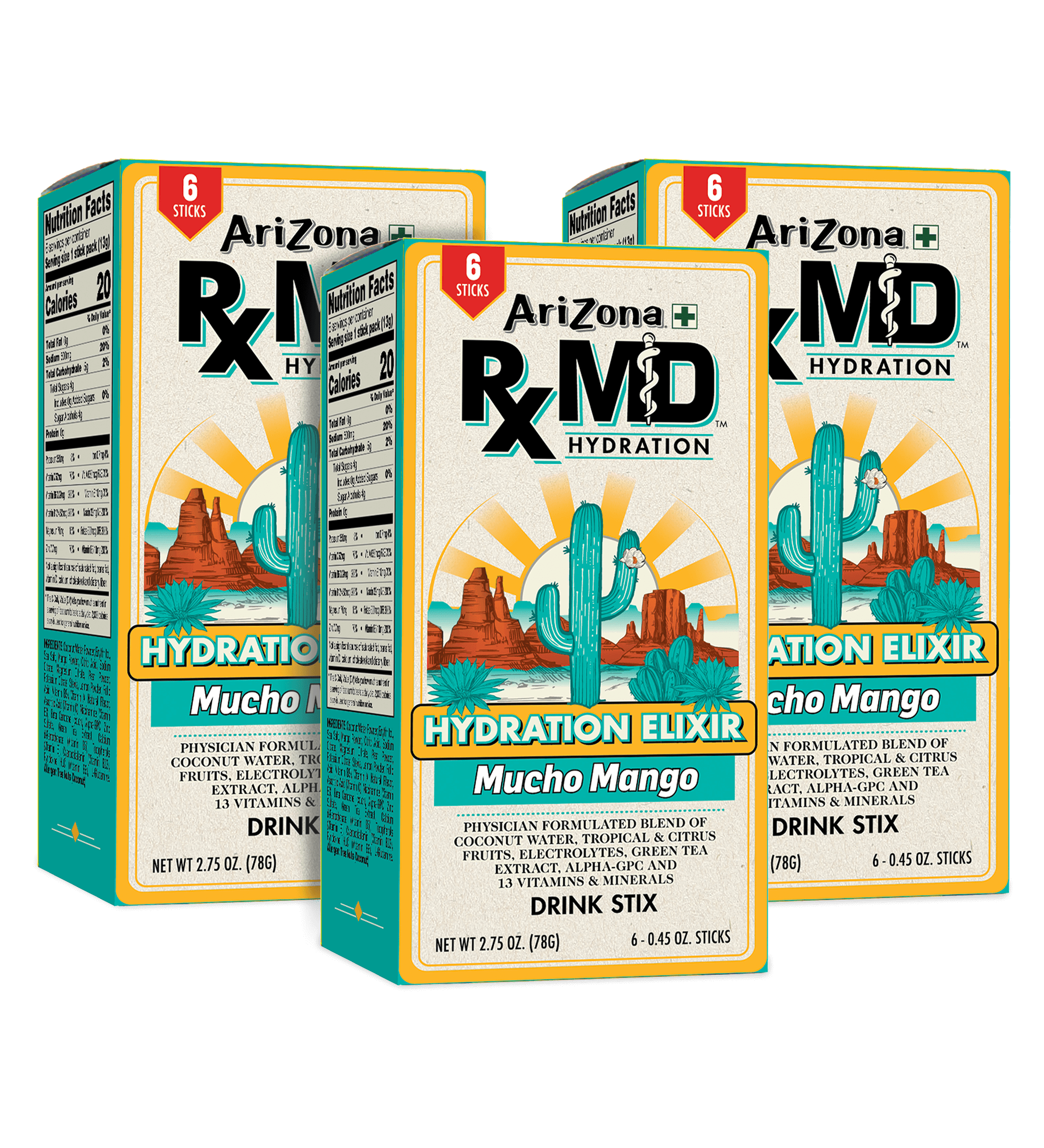 RX MD Hydration Stix Mucho Mango Product Image 3 Boxes of 6 Stix Each