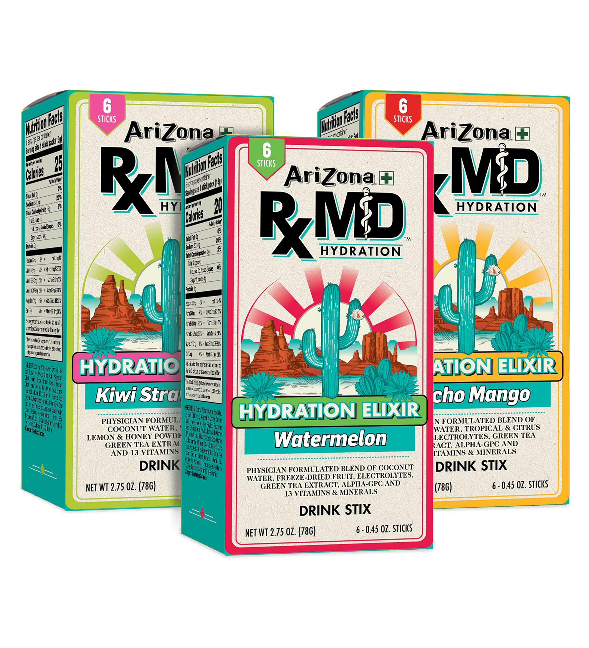 RX MD Hydration Stix Variety Product Image 3 Boxes of 6 Stix Each