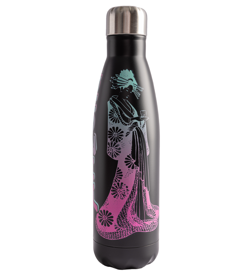 Black Japanese-Inspired Insulated Bottle