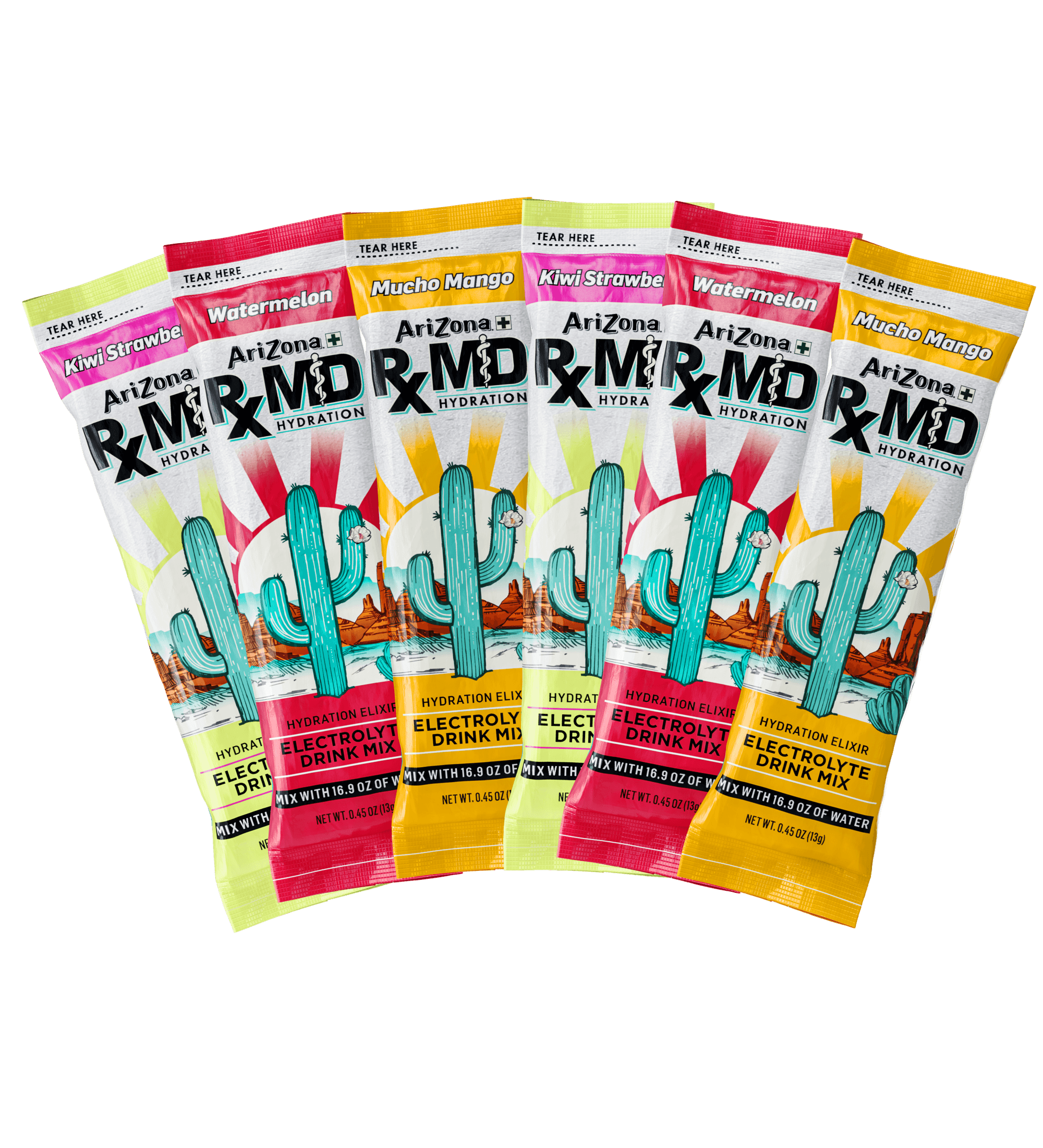 Multiple packets of Arizona + RXMD hydration drink mix