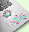 Two stickers on a laptop keyboard with 'Arizona Skate' and 'Arizona Skateboarding' designs.