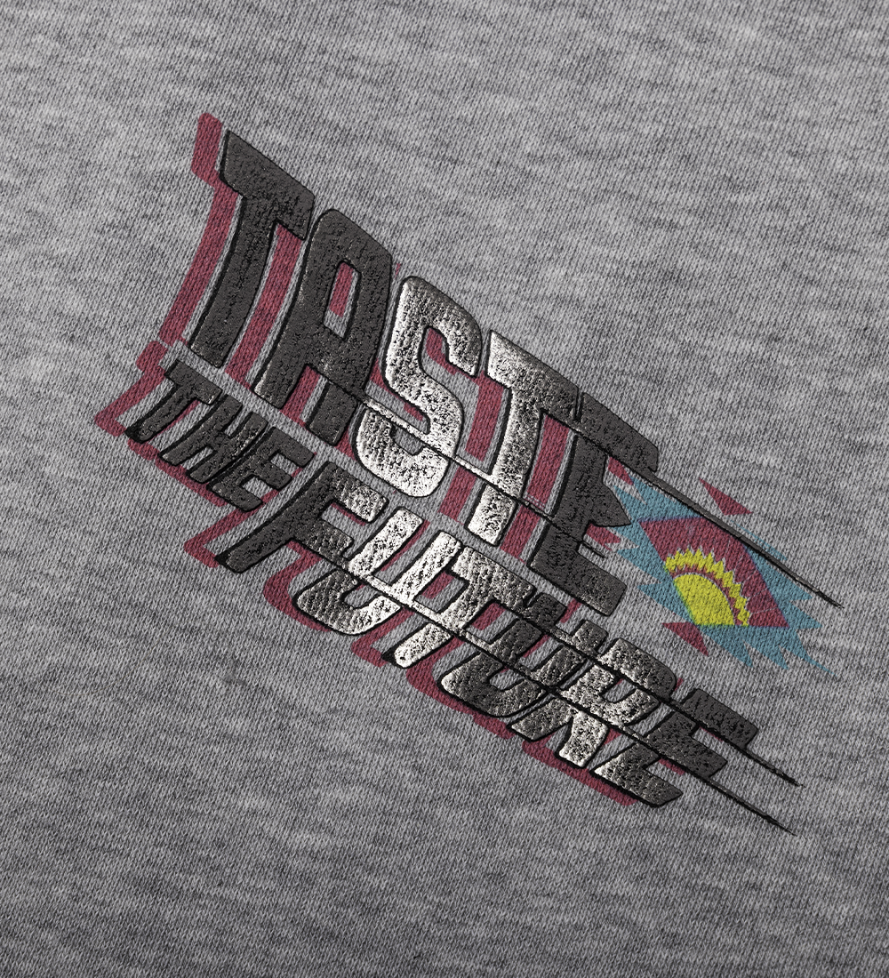 Taste The Future Hoodie Close up Logo