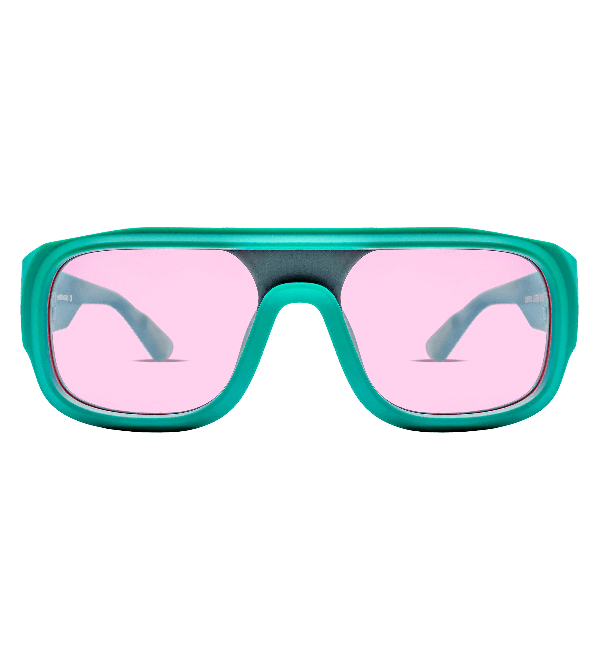 Teal Sunglasses with Pink Lens Front View