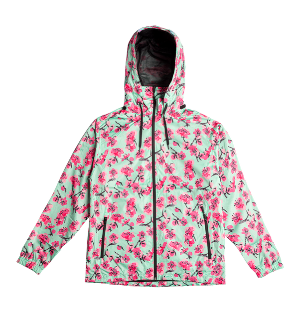 Teal & Pink Cherry Blossom Windbreaker Jacket