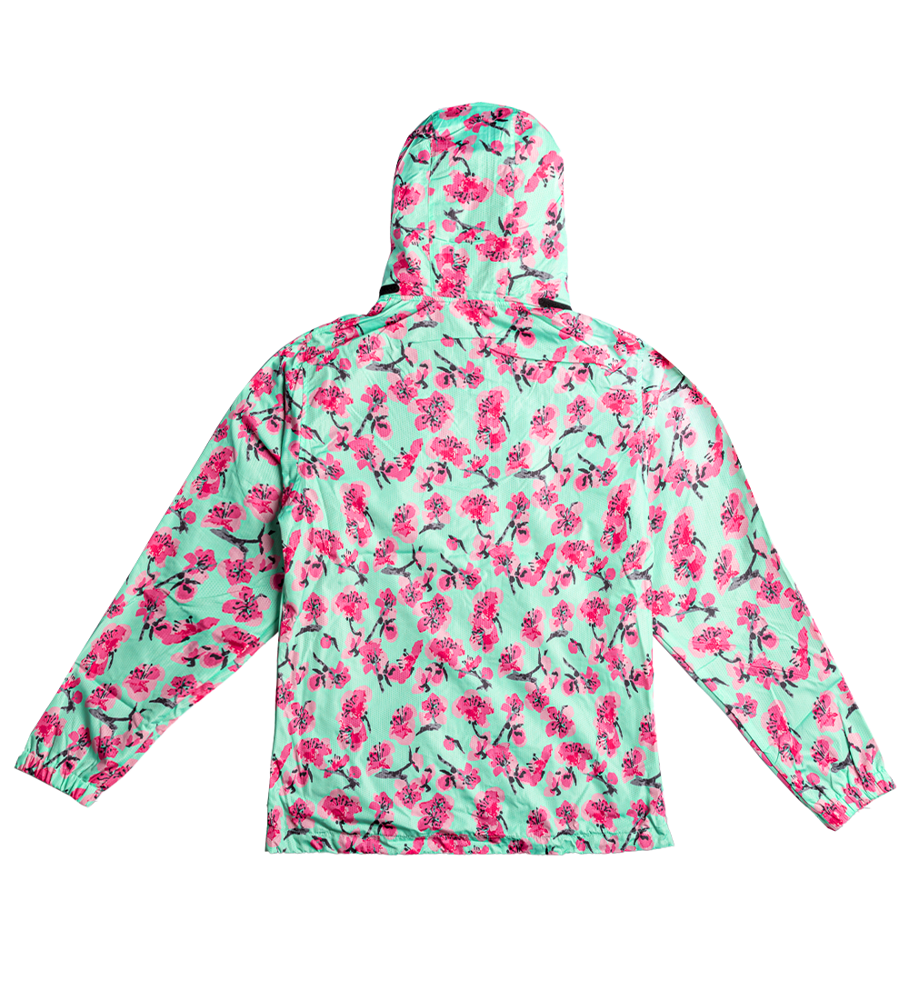 Teal & Pink Cherry Blossom Windbreaker Jacket