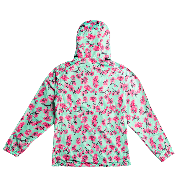 Teal & Pink Cherry Blossom Windbreaker Jacket