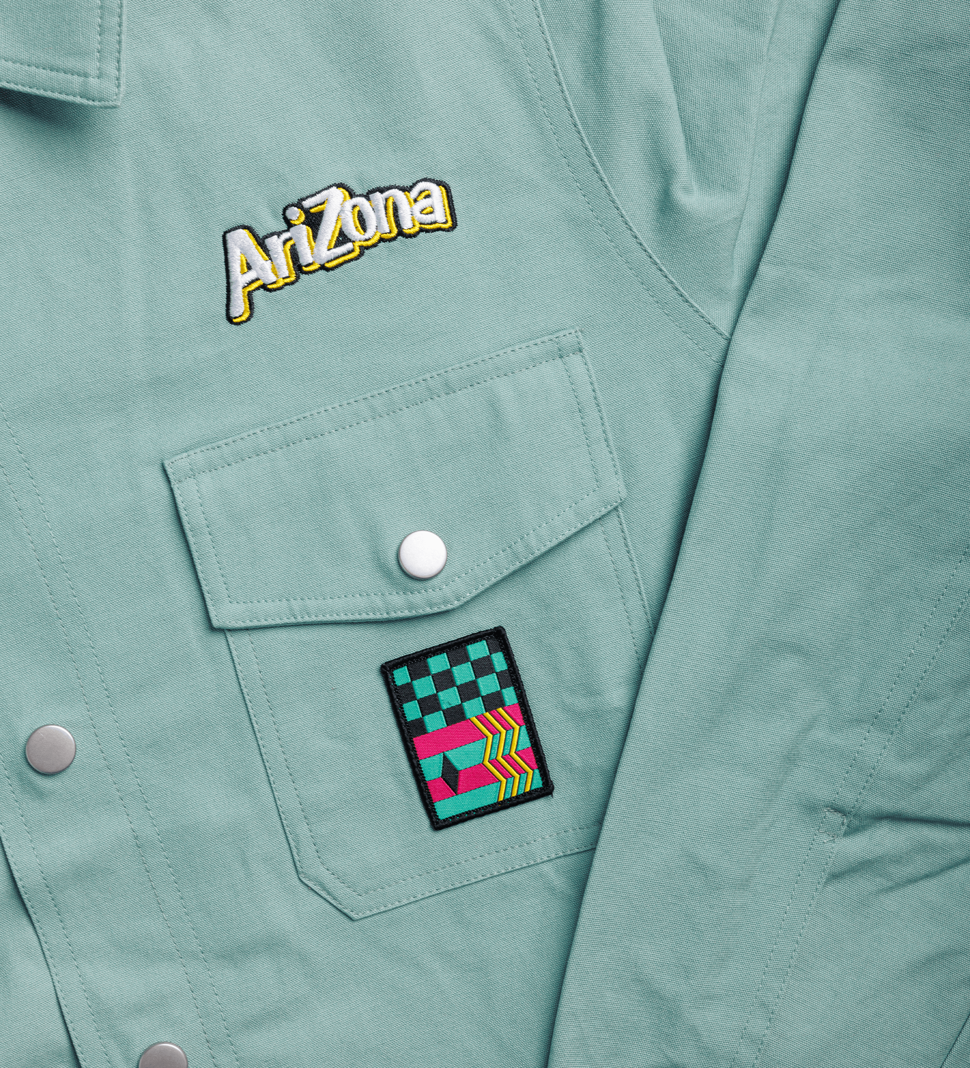 Teal Heritage Work Shirt Front Close-up Image