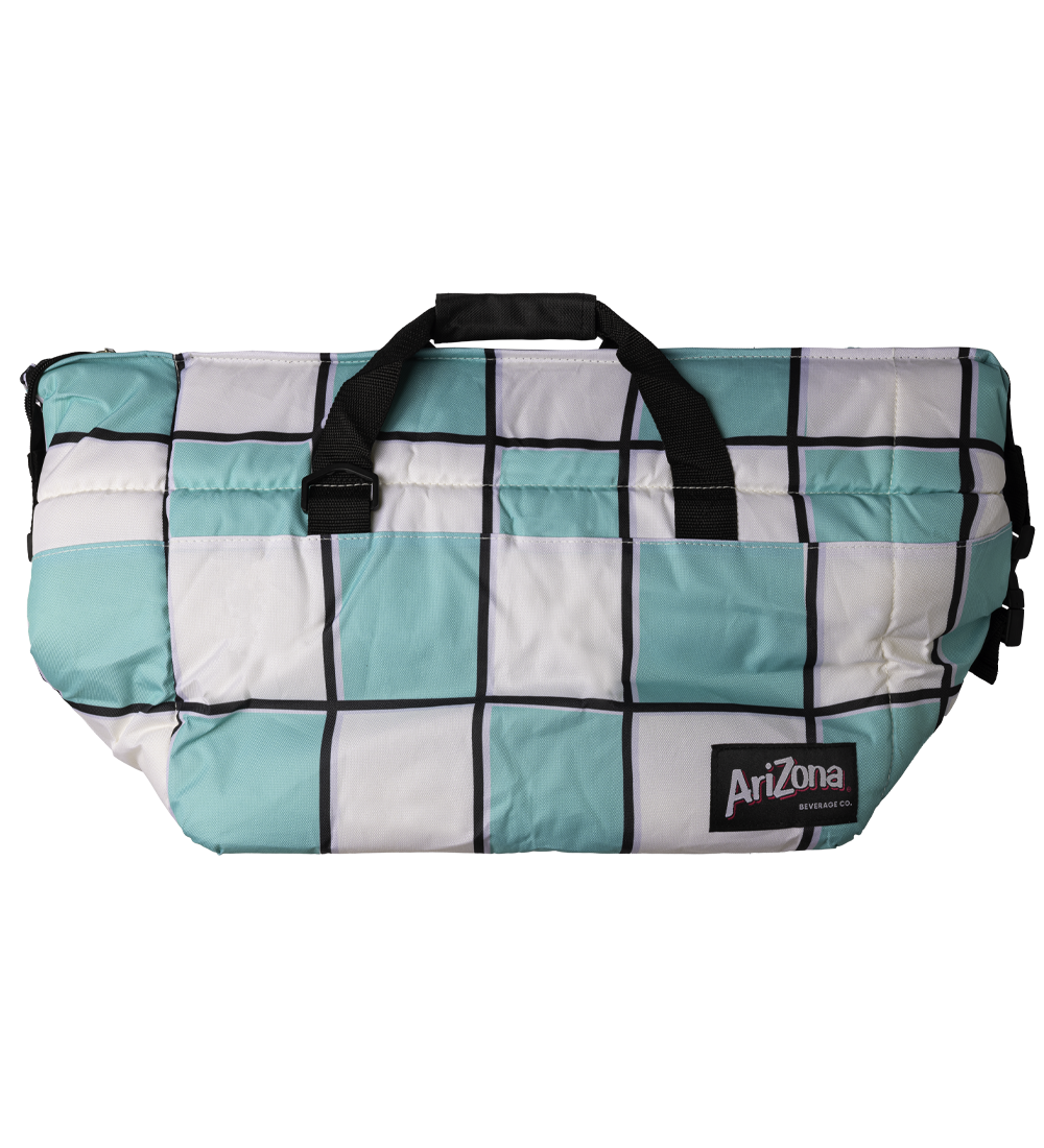 White & Teal Checkerboard Cooler Bag