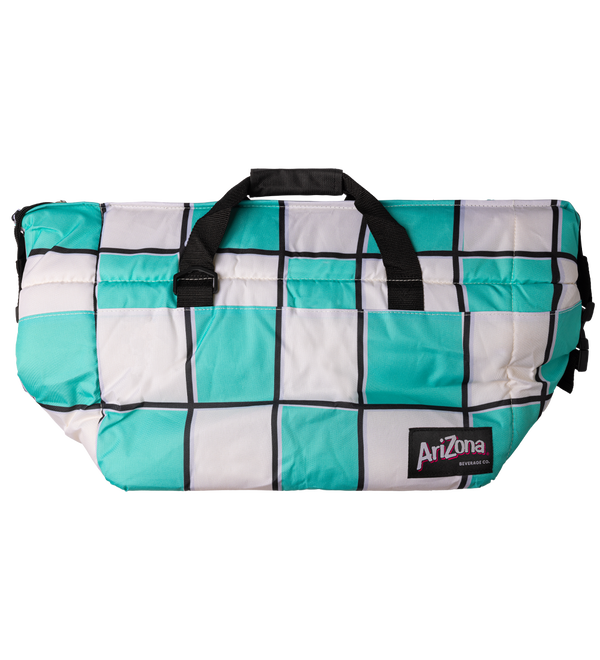 White & Teal Checkerboard Cooler Bag