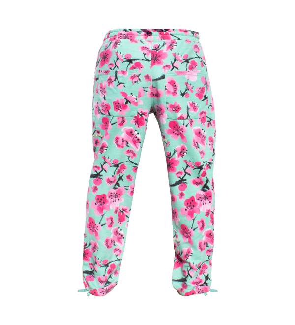 Teal & Pink Cherry Blossom Cotton Sweatpants