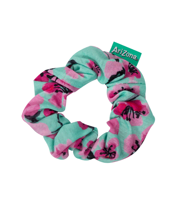 Teal & Pink Cherry Blossom Scrunchie