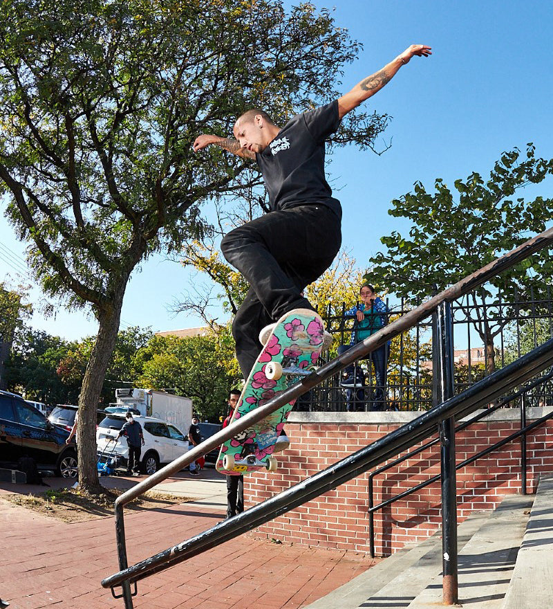 Teal & Pink Cartoon Blossom Skateboard Deck