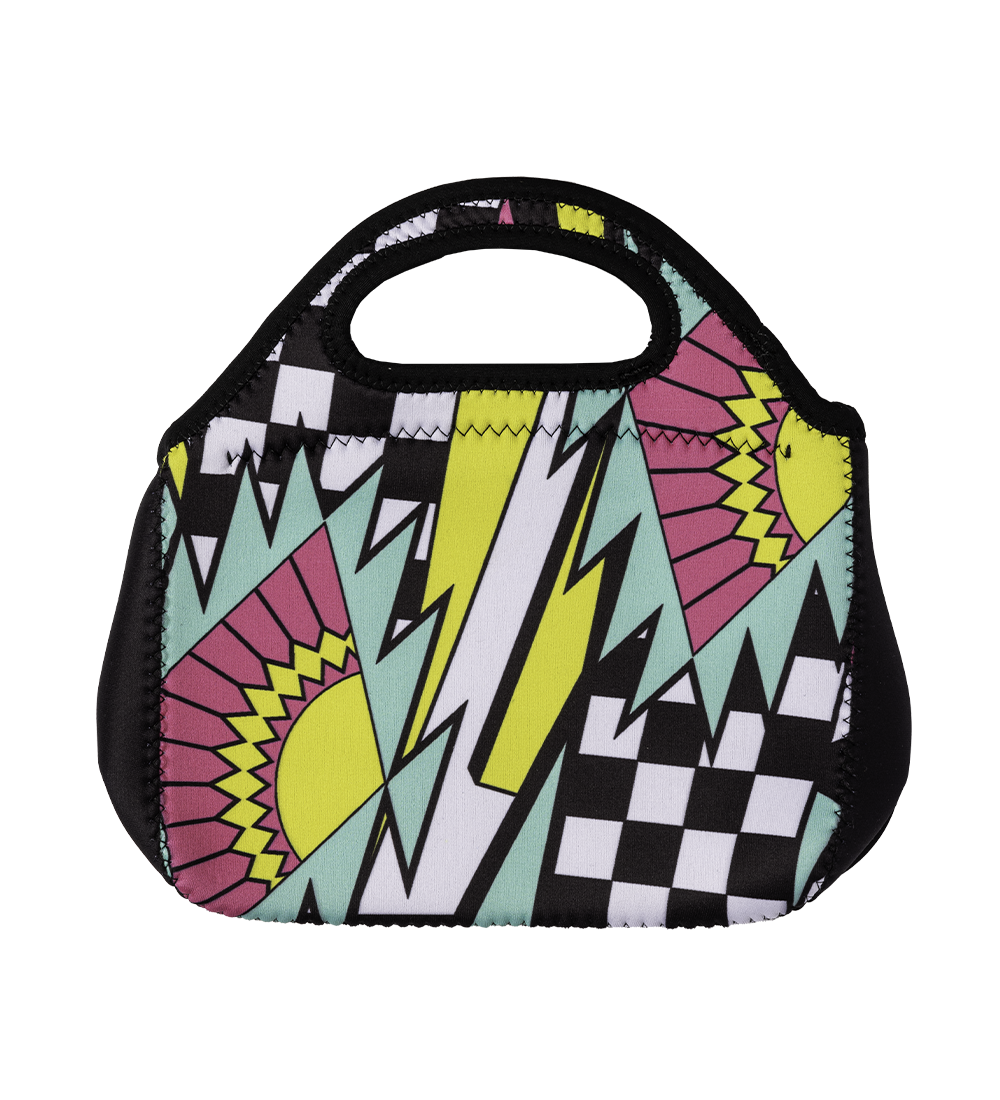 Black & Teal Split Sun Handle Lunch Bag