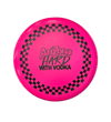 A bright pink Arizona Hard with Vodka disc Frisbee  on a solid black background.