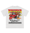 White t-shirt with a colorful AZ graphic of a red car and 'Arizona' text on a transparent background