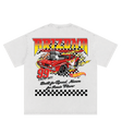 White t-shirt with a colorful AZ graphic of a red car and 'Arizona' text on a transparent background