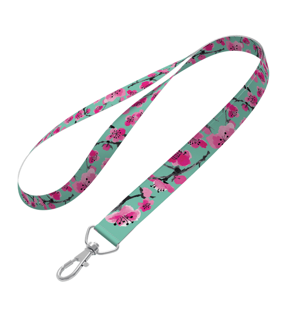 Teal & Pink Cherry Blossom Lanyard