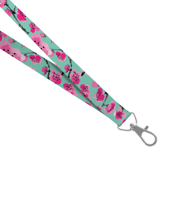 Teal & Pink Cherry Blossom Lanyard