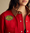 Arizona heritage field coat lifestyle detail female red wool