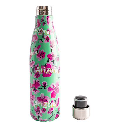 Arizona reusable bottle cherry blossom cap off upright