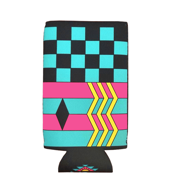 Teal & Black Geometric Neoprene Big Can Sleeve