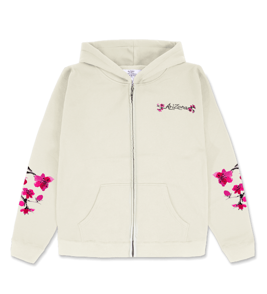 Ivory Cherry Blossom-Embroidered Cotton Zip Hoodie – DrinkAriZona Ivory Cherry Blossom-Embroidered Cotton Zip Hoodie – DrinkAriZona