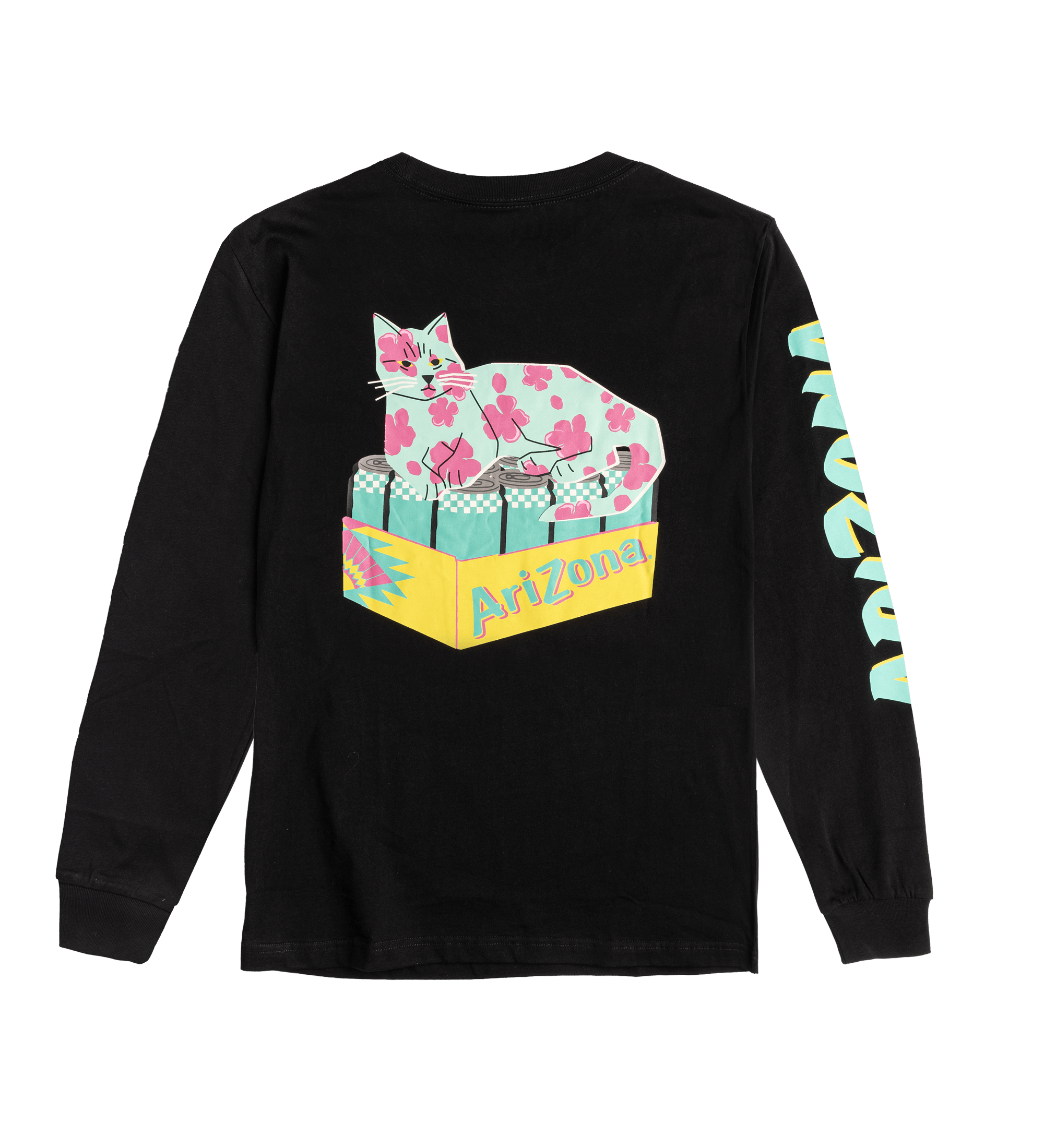 Black Cherry Blossom Bodega Cat Long-Sleeve T-Shirt