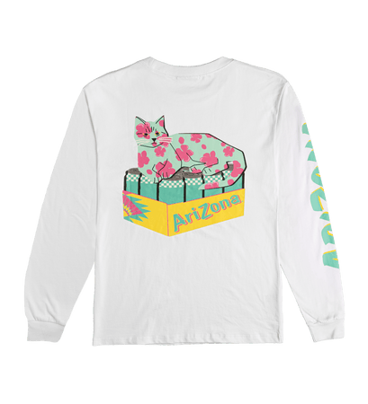 White Cherry Blossom Bodega Cat Long-Sleeve T-Shirt – DrinkAriZona