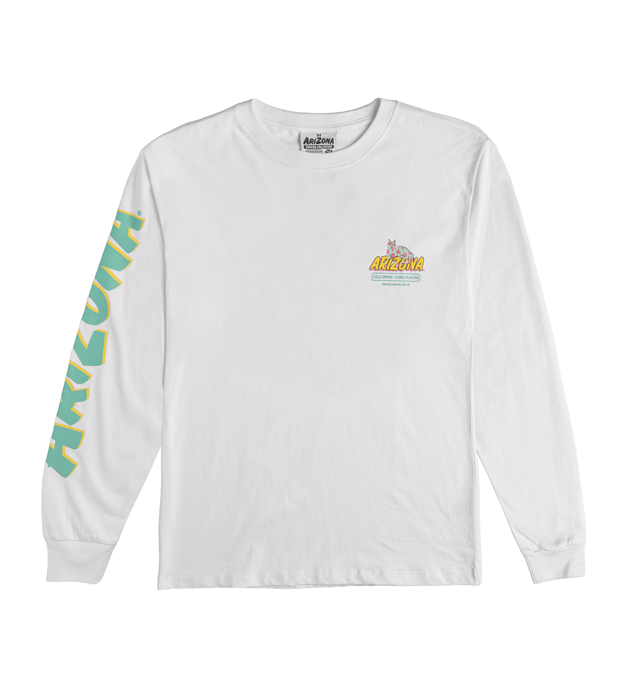 White Cherry Blossom Bodega Cat Long-Sleeve T-Shirt