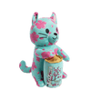 AZ Plush toy cat with pink floral patterns holding an Arizona tea can 
