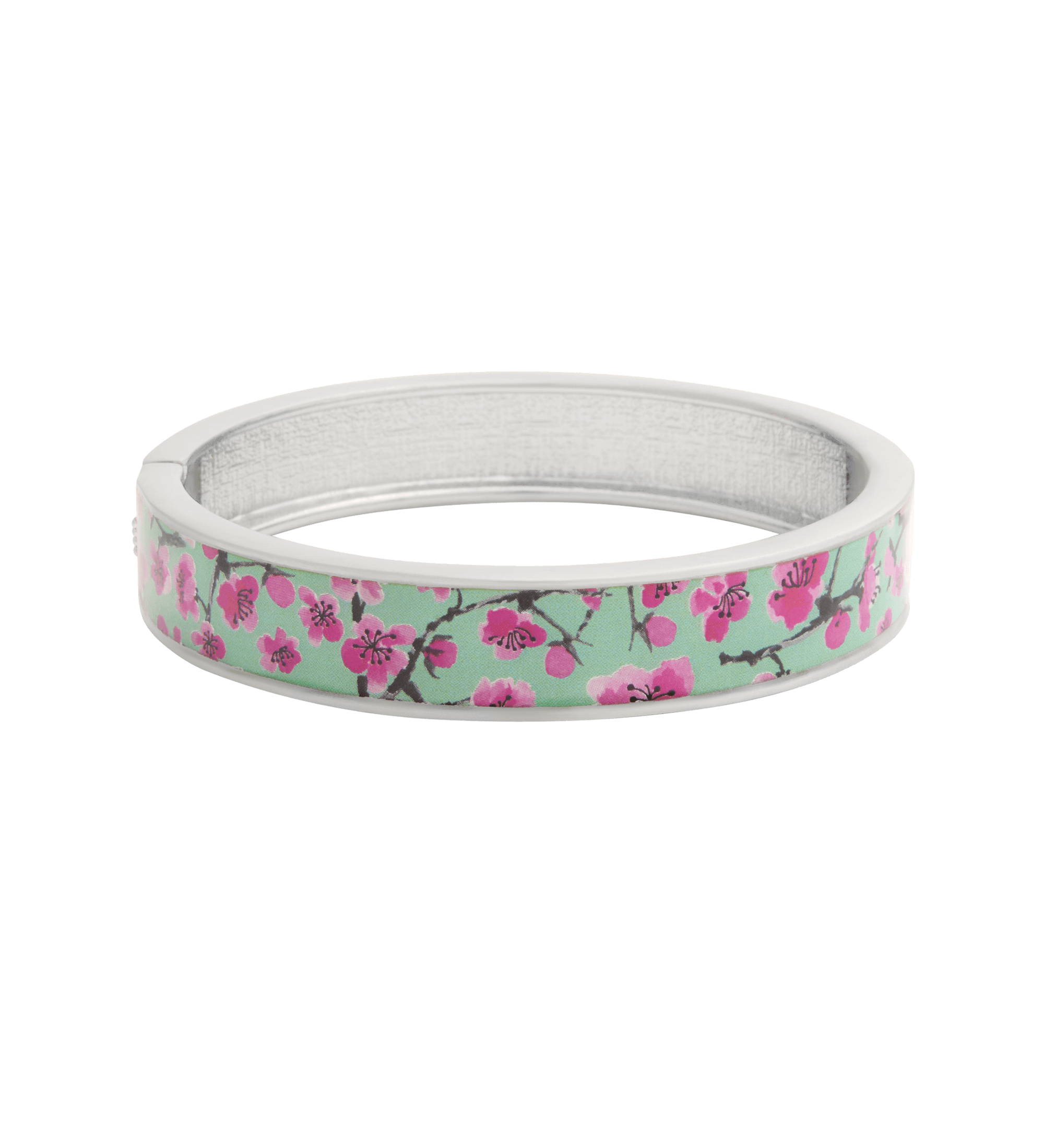 Silvertone & Resin Cherry Blossom Bangle