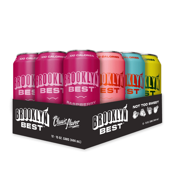 Packaging of Brooklyn Best drinks in various flavors