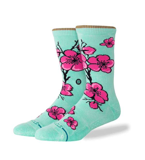 Teal & Pink Cherry Blossom 99 Cents Crew Socks