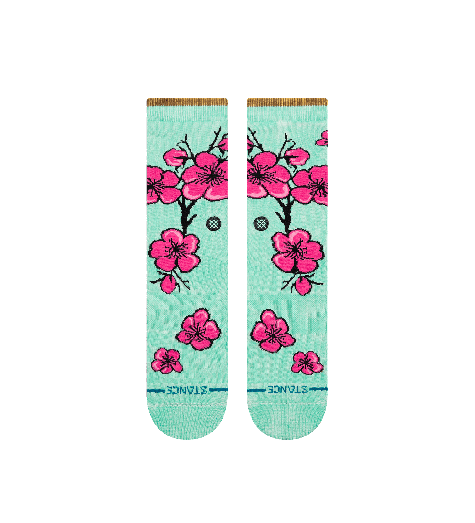 Teal & Pink Cherry Blossom 99 Cents Crew Socks